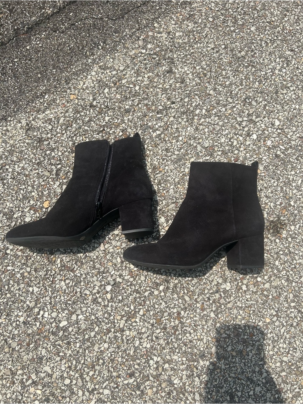 Gianni Bini Black Suede Block Heel Ankle Boots